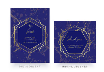 Invitation card template of gold geometric design