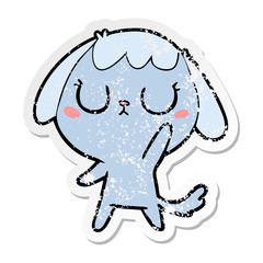 distressed sticker of a cute cartoon dog