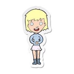 sticker of a cartoon excited woman