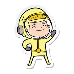 sticker of a happy cartoon astronaut
