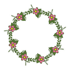Vector illustration white background with floral frame hand drawn