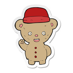 Obraz premium sticker of a cartoon bear in hat