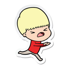Obraz premium sticker of a cartoon stressed man