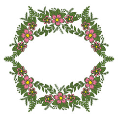 Vector illustration elegant colorful flower frame hand drawn