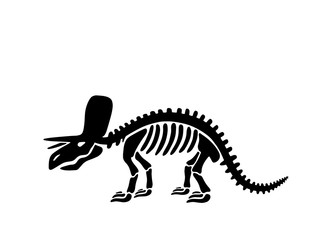 Dinosaur triceratops skeleton. Vector illustration. For  logo, card, T-shirts, textiles, web. Isolated on white background.