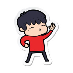 Obraz premium sticker of a cartoon curious boy