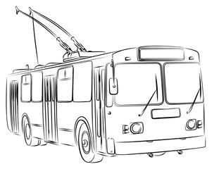 Sketch of old trolleybus.