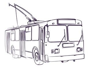 Sketch of old trolleybus.