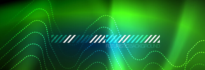 Neon glowing techno lines, hi-tech futuristic abstract background template with square shapes