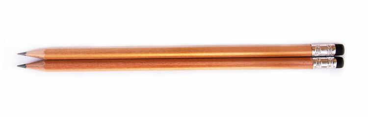 Wooden pencils 2B isolated on white background