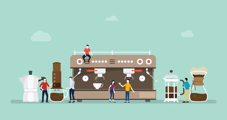 various coffee machine brew with different style and method - vector illustration