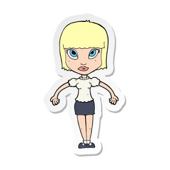 sticker of a cartoon pretty woman