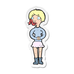 sticker of a cartoon woman with snake tongue