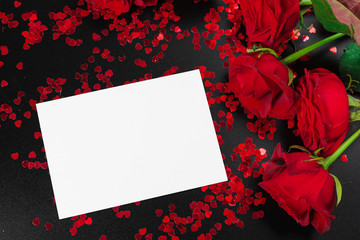 red rose and blank gift card for text