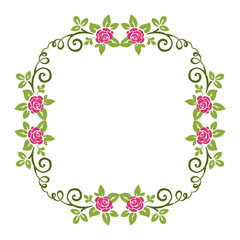 Vector illustration pink flower frame style for greeting card hand drawn