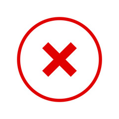 Obraz premium Round red X mark line icon, button, cross symbol on white background