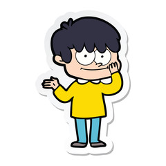 sticker of a happy cartoon man