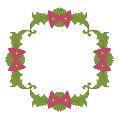 Vector illustration colorful green leaf flower frame hand drawn