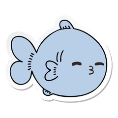 sticker of a quirky hand drawn cartoon fish