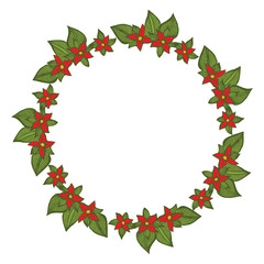 Vector illustration colorful green leaf flower frame hand drawn