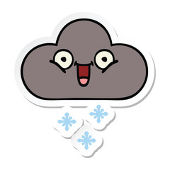 Fototapeta premium sticker of a cute cartoon storm snow cloud
