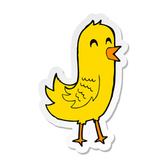 sticker of a cartoon happy bird