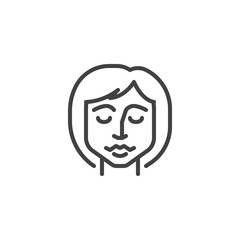 Face line icon. linear style sign for mobile concept and web design. Woman face with closed eyes outline vector icon. Symbol, logo illustration. Pixel perfect vector graphics