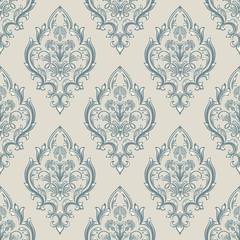 Vector damask seamless pattern background. Classical luxury old fashioned damask ornament, royal victorian seamless texture for wallpapers, textile, wrapping. Exquisite floral baroque template.