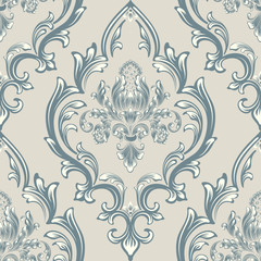 Vector damask seamless pattern element. Classical luxury old fashioned damask ornament, royal victorian seamless texture for wallpapers, textile, wrapping. Exquisite floral baroque template.