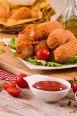Supplì, italian fried rice balls. 