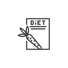 Diet plan checklist line icon. linear style sign for mobile concept and web design. Healthy food and Diet planning outline vector icon. Symbol, logo illustration. Pixel perfect vector graphics