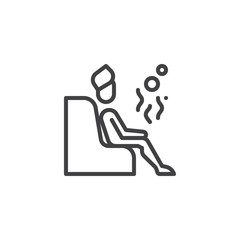 Woman relaxing after hot spa procedure line icon. linear style sign for mobile concept and web design. woman in towel sitting in sauna outline vector icon. Symbol logo illustration. Pixel perfect