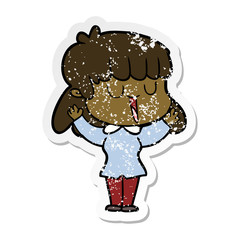 distressed sticker of a cartoon woman