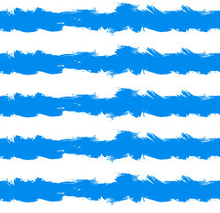 Vector Seamless Pattern, Sea, Bright Blue Brush Strokes, Hand Drawn Illustration. 