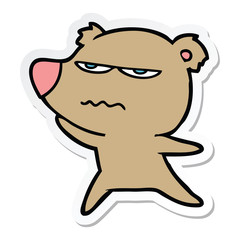 sticker of a angry bear cartoon