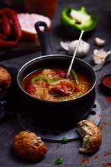 Goulash soup with smoked sausages