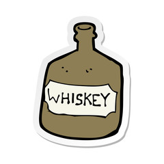 sticker of a cartoon old whiskey bottle