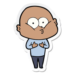 sticker of a cartoon bald man staring
