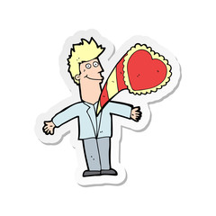 sticker of a cartoon man with love heart