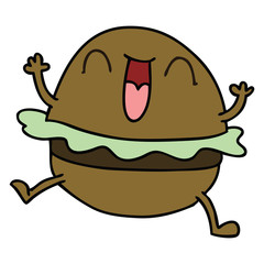 quirky hand drawn cartoon happy burger