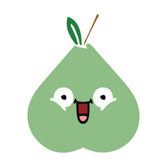 flat color retro cartoon green pear