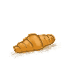 sweet morning croissant, breakfast, illustration isolated on white background