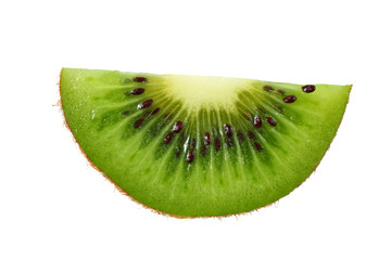 Slice of kiwi fruit isolated on white background
