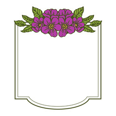 Vector illustration pink and purple floral frame bloom hand drawn