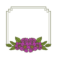 Obraz premium Vector illustration pink and purple floral frame bloom hand drawn