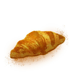 croissant with chocolate filling, illustration isolated on white background