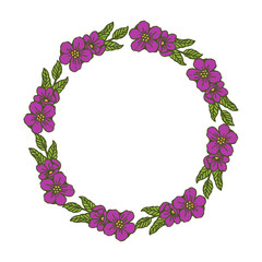 Vector illustration beautiful purple floral frames hand drawn
