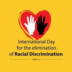 International day for the elimination of racial discrimination. March 21