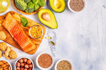 Animal and vegetable sources of omega-3 acids.