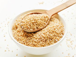 Bowl with wheat groats